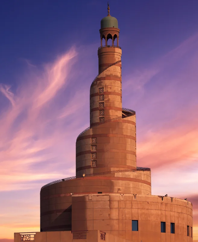 Fanar cultural tower in Doha at sunset